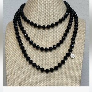 Crystal Knotted Black Beaded Necklace by Kenny Hwang